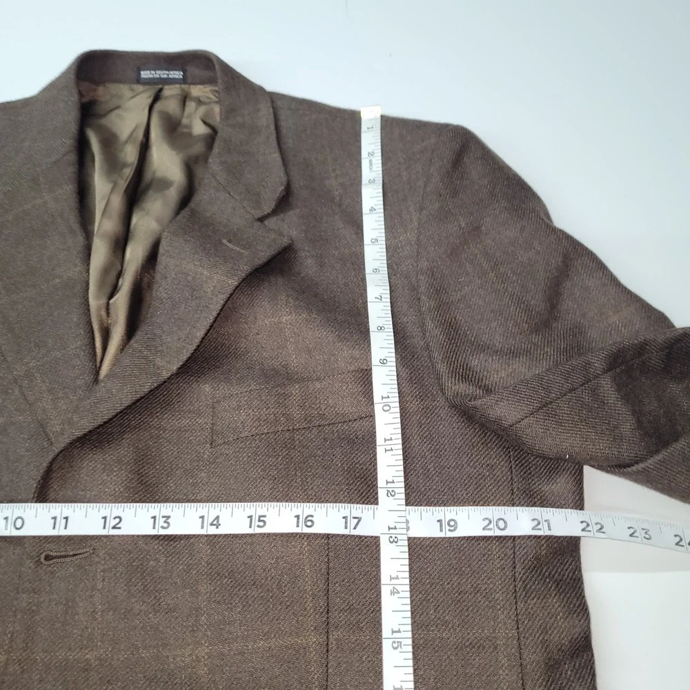 Stafford Mens Brown Plaid Blazer Suit‎ Jacket Sport Coat 42R Wool Cashmere Blend